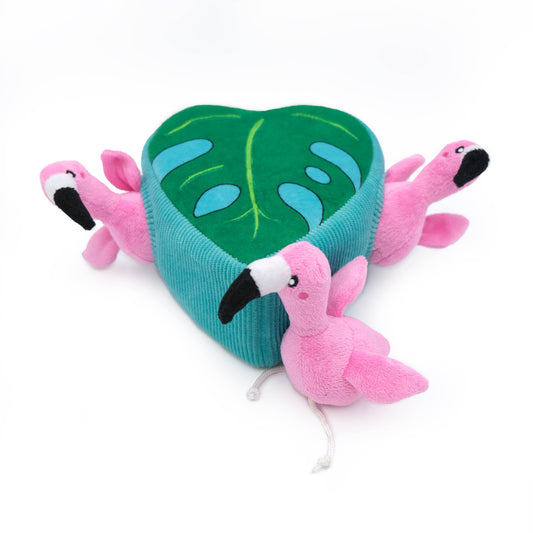 Zippy Burrow® - Flamingos in Monstera - Dog Toy
