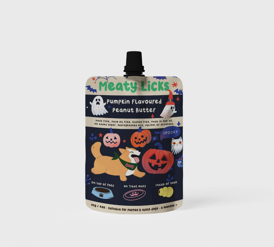 Meaty Licks - Pumpkin Flavoured Peanut Butter Pouch for dogs